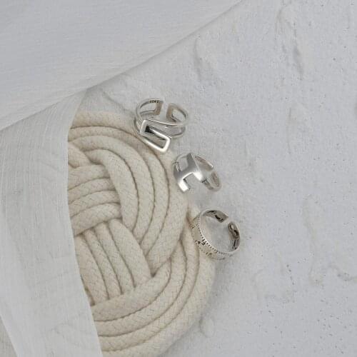 Fashion Various Style Stainless Steel Adjustable Rings Never Fade Geometric Cross Smile Open Ring for Women Men Jewelry Gifts