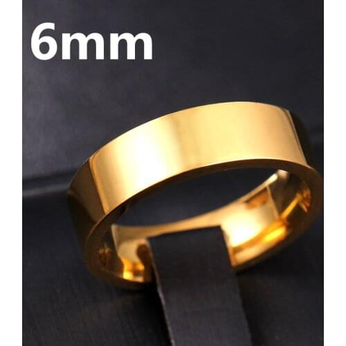 MOREDEAR 6MM Gold Titanium Band Brushed Wedding Stainless Steel Solid Ring Men Women