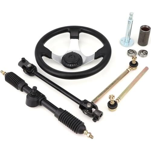 300mm Steering Wheel Assembly 420mm Gear Rack Pinion 380mm U Joint Tie Rod Knuckle Assy For Chinese 110cc Go Kart Quad Parts