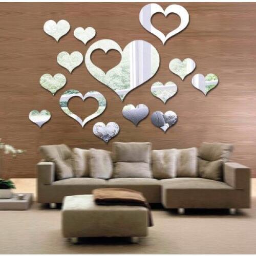Love Mirror Wall Stickers Living Room Sofa Background Wall Decals DIY Wedding Room Decoration Bedroom Decor Posters And Prints