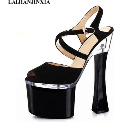 New Summer Model Sexy PU 18cm Super High Heels Wedding Party Women Pole Dance Shoes 8cm Platform Sandals Dancing Shoes