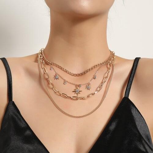 Fashion Geometric Multilayer Tassel Chain Necklace Charm Women Fashion Crystal Exquisite Chokers Necklaces Collares Jewelry