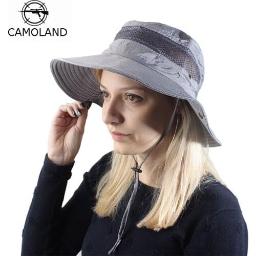 CAMOLAND UPF 50+ Summer Sun Hat Women Breathable Mesh Bucket Hat Male Outdoor Fishing Hiking Caps Casual Beach Cap