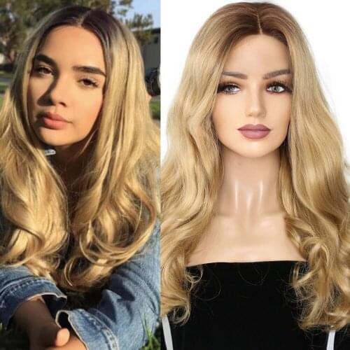 Lace Front Synthetic Wigs For Women Blonde 24 Inch Natural Hairline Daily Party Cosplay Lace Wigs High Temperature Wigs