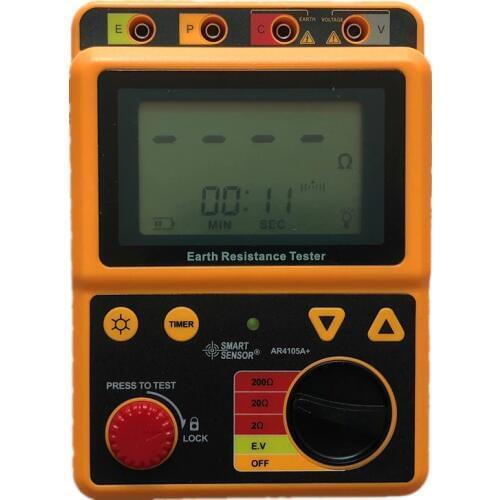 Portable Digital Earth Resistance Meter AR4105A Instrument High Accuracy Grounding Resistance Lightning Detector Tester