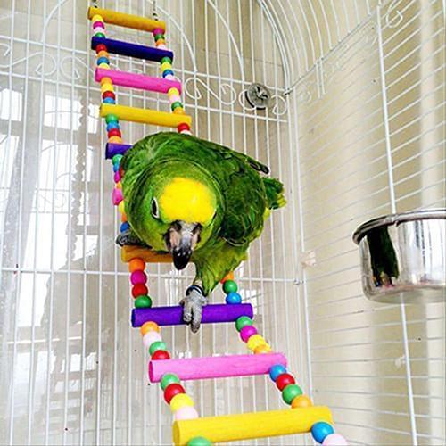 Multicolor Wood Ladder Bridge Budgie Parrot Climbing Bite Toy Parakeet Swing Bird Toy Bird Supplies Handmade