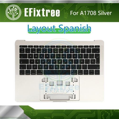 Silver A1708 Keyboard Spanish With Top Case 2016 2017 Year For Macbook Pro Retina 13.3'' Palmrease SP EMC 3164 978