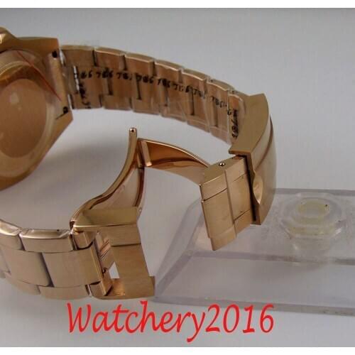 Full Rose Gold Coated Replaced Watch Bracelet Watch Band Deployment Clasp 20MM width Lug for 40MM men watch
