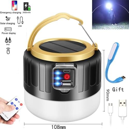 LED Camping Light USB Rechargeable Solar power Work light Lanterns Night lighting Emergency Remote Control Light Camping Outdoor