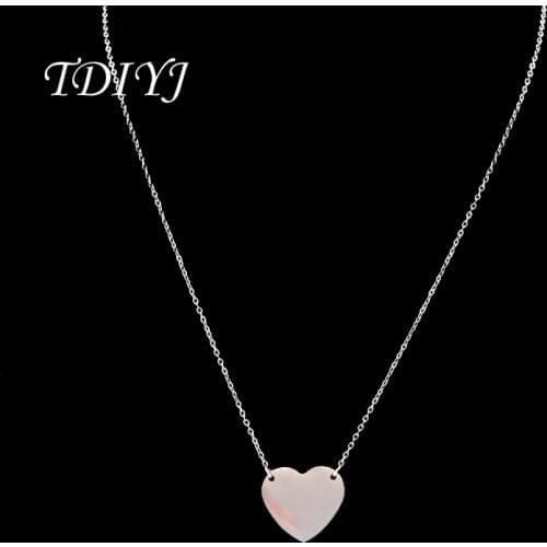 TDIYJ DIY Engraved Name Necklace Love Couples Necklace Heart Shaped Stainless Steel Pendant Necklace 45CM