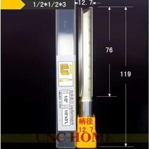 Extra-Long flush trim router bit for wood Slotted Knife Carbide End Mill Straight Flute Bit - 1/2*1/2*3 - Arden A0103278