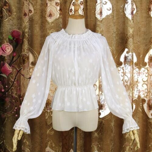 2020 Long Sleeve Crop Top Lolita Blouse Women Elegant Blusas Female Frilly Chiffon Bottoming Undershirt Lolita Shirts SL2940