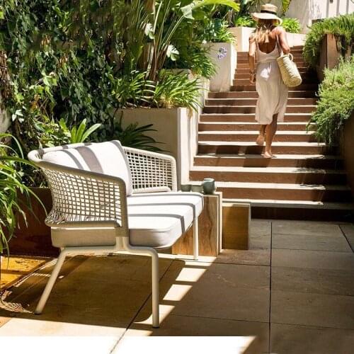 Outdoor Sofa Rattan Furniture Balcony Small Table and Chair Coffee Courtyard Villa Hotel Simple Modern