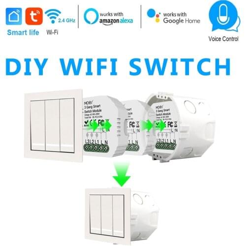 NEW mini tuya smart switch APP control wireless switch module compatible alexa google DIY 3 key rocker intelligent light switch