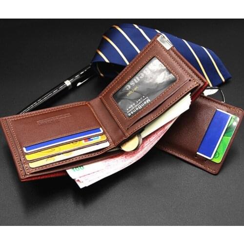 Vintage Men Leather Brand Luxury Wallet Short Slim Male Purses Money Clip Credit Card Wallet