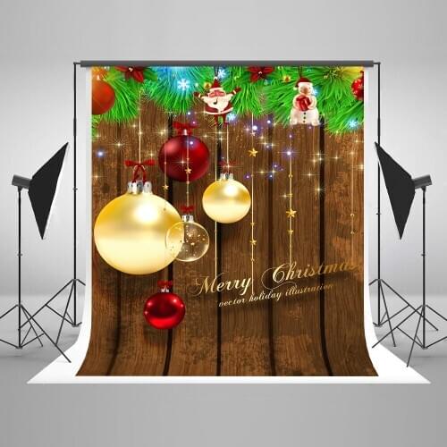 VinylBDS Christmas Wooden Photo Backdrops Colorful ball Photography Backdrop Santa Claus Background Childre Fond Photographie