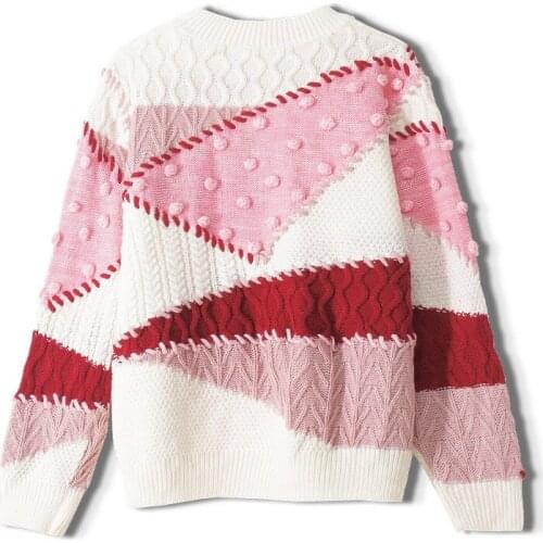 2020 Autumn Sweater Women Fashion Knitting Japanese Ladies Tops Pullover Girly Slim O-neck Dot Jacquard Femmes Elegant Jumpers