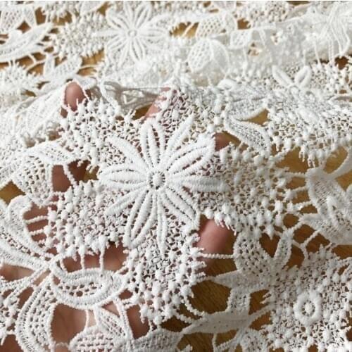 1 Yard Chic Stars and Flowers Venice Fabric White Guipure Embroidery Lace Fabrics for Lace Tops Wedding Dress Fashion skirt