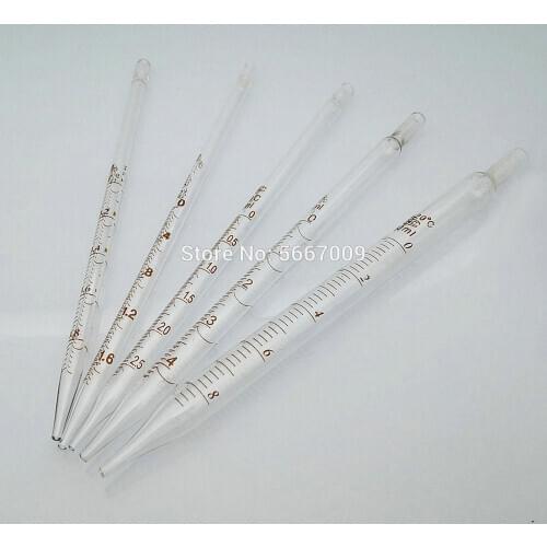 10pcs/lot Glass Graduated Pipette Dropper Vol. 1ml/2ml/3ml/5ml/10ml Transfer Pipette