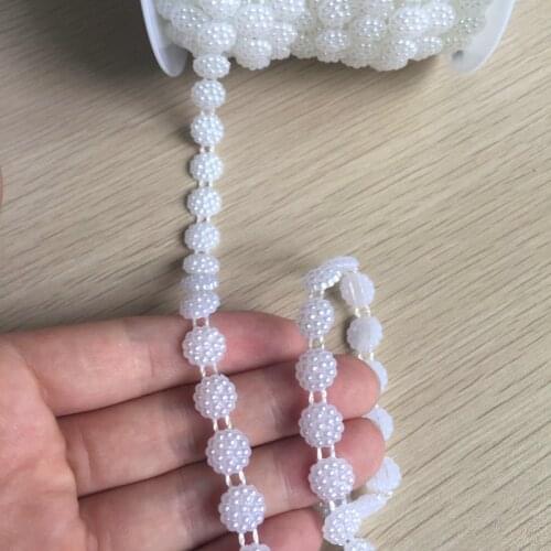 2 yard 10mm Pearl lace Beaded Handmade DIY Costume Dress Sewing Supplies Craft