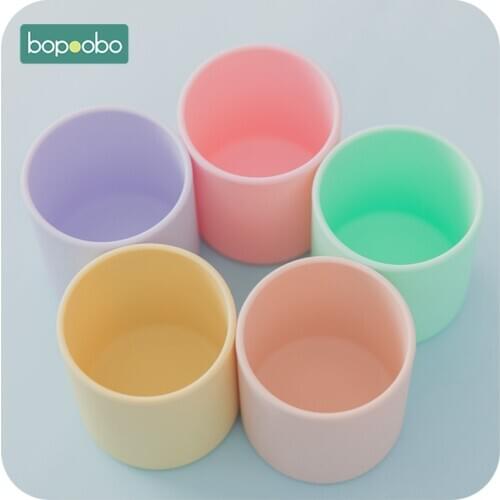 5pc Silicone Coloured Portable Hand Cup Food Grade Infant Baby Snack Cup Baby Drinking Training Water Cup Travel Snack Cup