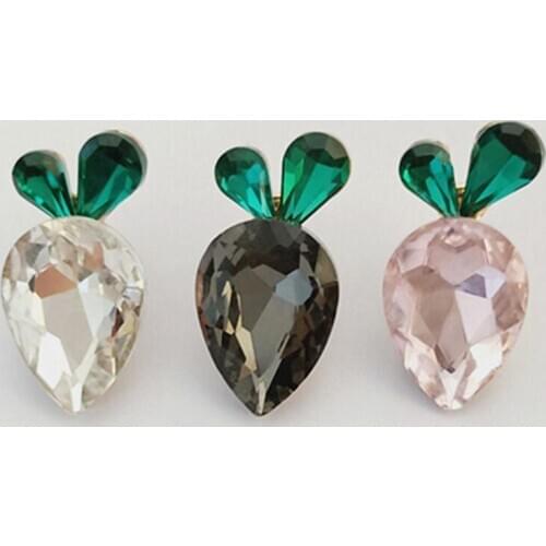 50pcs 13*27mm Crystal Rhinestone Carrot Buckel Bead For Kids Hair Jewelry Ornament Scrapbooking Bride Headwear Diy Accessory