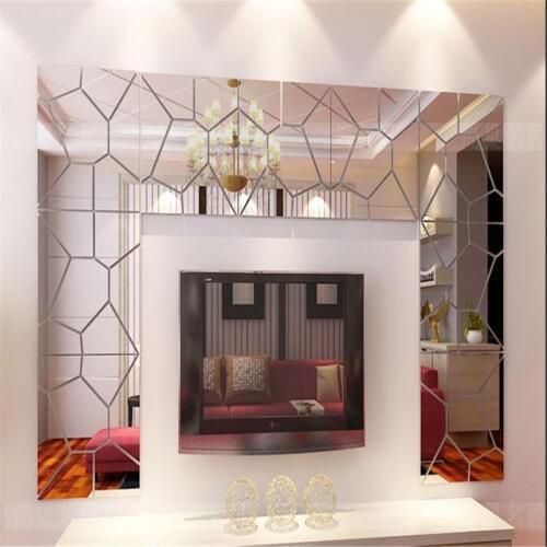 7pcs 3D Hexagon Acrylic Mirror Wall Stickers DIY Art Wall Decor Stickers Living Room Mirrored Sticker Home PVC Decor
