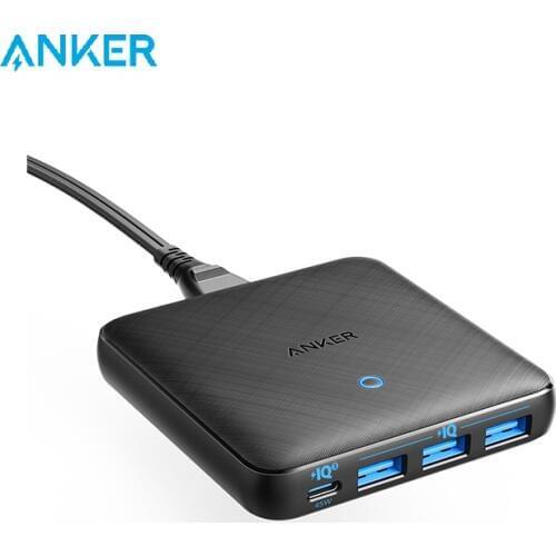USB C Charger, Anker 65W 4 Port PIQ 3.0 & GaN Fast Charger Adapter, PowerPort Atom III Slim Wall Charger with a 45W USB C Port