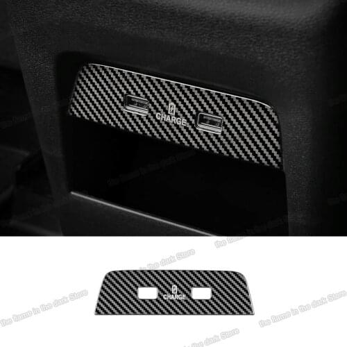 Lsrtw2017 Stainless Steel Car Rear USB Connector Panel Trims for Geely Azkarra Boyue Pro Atlas Emgrand 2020 2021 Carbon Fiber