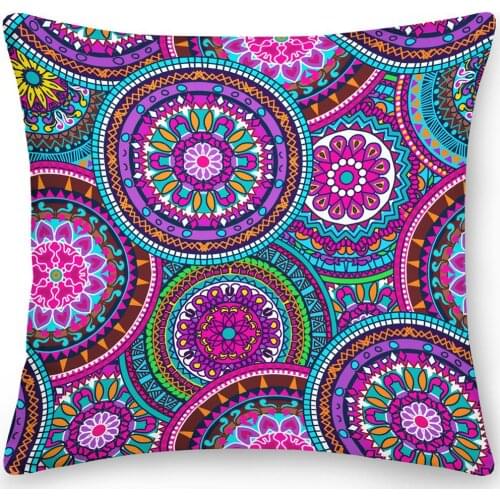 Flower Bohemian Double Sides Pillow Case Polyester Square Cushion Cover Throw Pillow for Car Decor Sofa Pillows Home Decoration