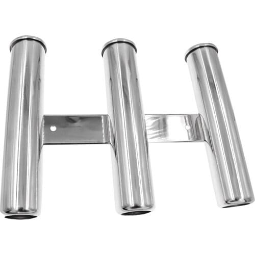 Fishing Rod Holder Stainless Steel Rod Holder Triple Wall-hung Style For Boat Yacht Rod Holder Organiser Pole Tube Mount