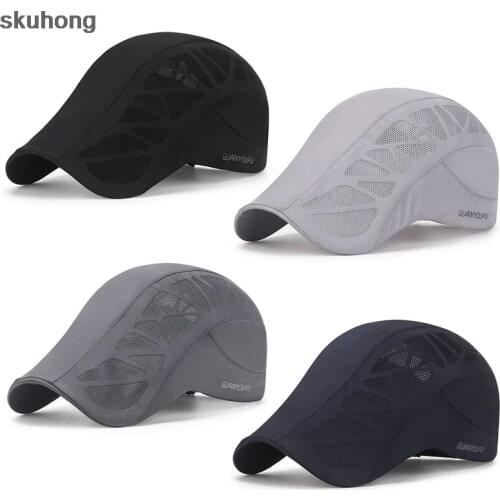 Mens Mesh Breathable Beret Hat Summer Quick Drying Sun Hat for Women Newsboy Detective Cap Hotel Chef Hats Restaurant Work Hat