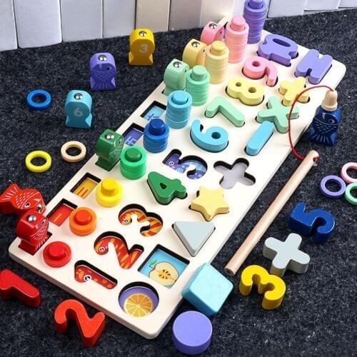 Preschool Montessori Educational Wooden Toys Magnetic Fishing Toys Game Math Baby Early Learning Educational Toys For Children