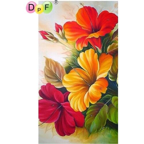 DPF DIY Orange flower 5D crafts home decor wall painting mosaic kit full square diamond painting cross stitch diamond embroidery
