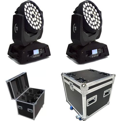 Flightcase 2pcs/lot packed wedding church decoration stage wash head moving zoom 36*12W 4 in1 led rgbw lyre dmx wash moving head