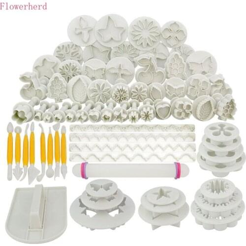 DIY Baking Tools 21 Models 68-piece Fondant Cake Mold Set Plastic Spring Biscuit Die-cutting Die Chocolate Mold Cake Decorating
