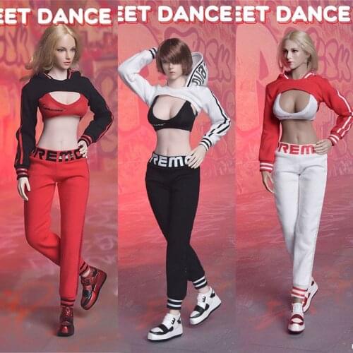 1/6 FG059 Fire Girl Toys Female Street Dance Suit Soldier Sexy Hoodie Underwear Pants Shoes Set Fit 12'' Action Figure Body