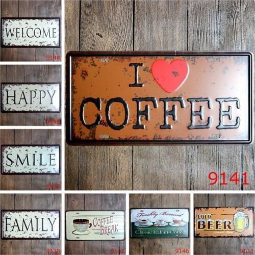 Creative Vintage Metal Tin Signs Car Number License Plate Plaque Poster Bar Club Wall Garage Home Decoration 15*30cm