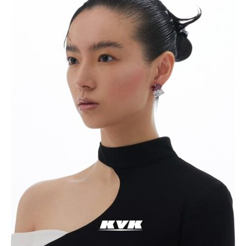 KVK Earrings 2021 fashion peach blossom crystal stone fashion advanced Earrings women Earrings women jewelry earrings