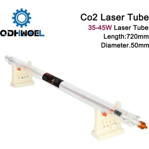QDHWOEL 40W Co2 Laser Upgraded Metal Head Tube 720MM Glass Pipe Lamp for CO2 Laser Engraving And Cutting Machine
