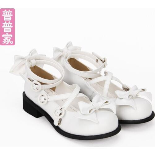 Princess sweet lolita shoes Autumn Lolita sweet soft sister adorable lovable bow - low heeled princess shoes girl pu8198