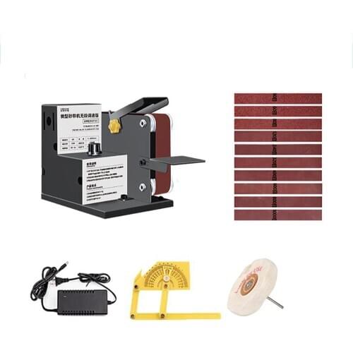 Mini Electric Belt Machine DIY Bench Belt Sander Polisher Polishing Grinding Machine Fixed Angle Sharpener 10000RPM 350W