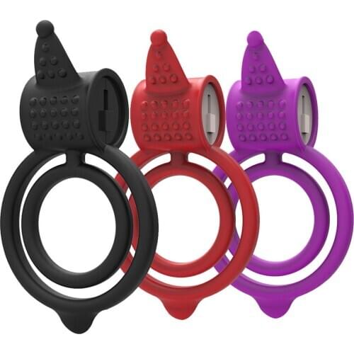 Male Vibrating Penis Ring With Studs Clitoris Stimulate Delay Ejaculation Cock Ring Vibrator Silicone Sex Toy For Men Couple