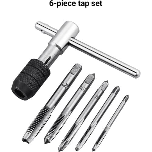Vastar 6PCS/Set Tap Drill Wrench Tapping Threading Tool M3-M8 Screwdriver Tap Holder Hand Tool Thread Metric Plug Tap Screw Taps