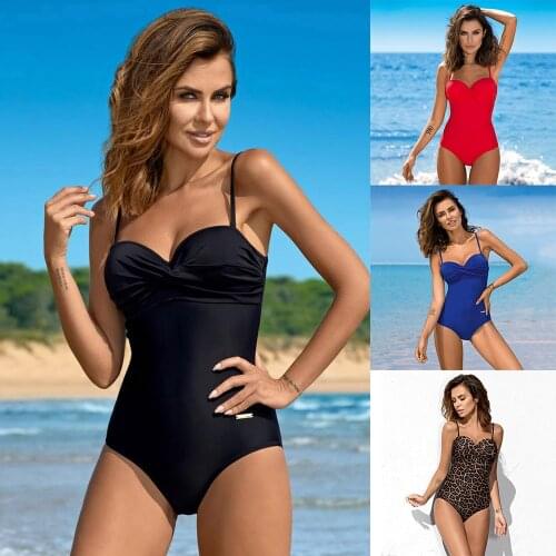 2021 Summer New Arrival Women Bikini Set Sexy One Piece Swimsuit Solid Color Blue Bathing Suit Plus Size S-XXL Beachwear