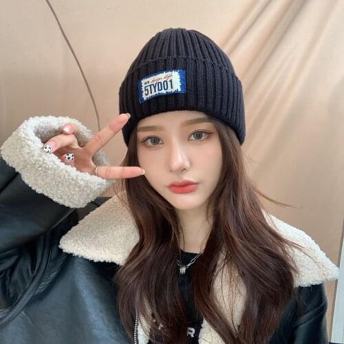 NEW Knitted Hats for Women cool Black Beanie Hat Winter Mens Hats Women Beanies For Ladies Skullcap Solid Cap Knitted Thick hat