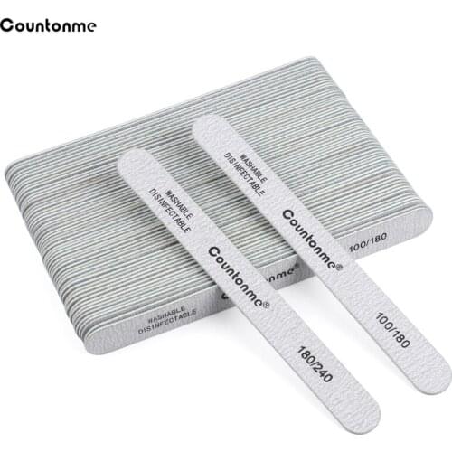 10Pcs/20Pcs Wooden Nail Files 100/180/240 Grit Thick Sandpaper Buffer Double Sided Manicure Washable Trimming Remover Stick File