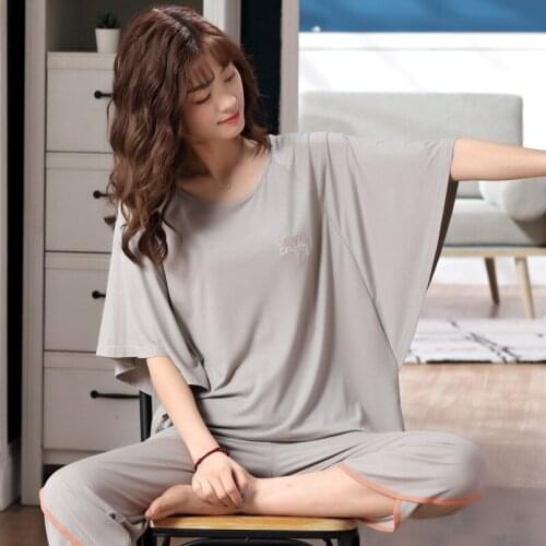 Group and General Manager of Cloud xuan Pajamas Womens Summer Modal Short Sleeve Capri Pants Korean-style Loose