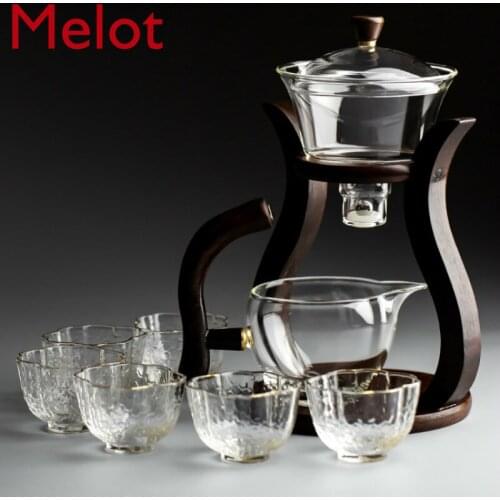 Semi-automatic Tea Maker Glass Tea Set Home Gift Brewing Tea Bowl Lazy Tea Set Teapot Durable High Grade and Exquisite Minority