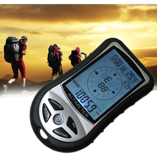 Handheld Digital LCD Display 8 in 1 Compass Altimeter Barometer Thermometer Weather Forecast Clock for Outdoor Climbing Hiking
